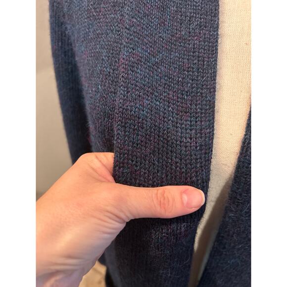 Peruvian Link Alpaca Heathered Blue Open Cardigan - Picture 3 of 12
